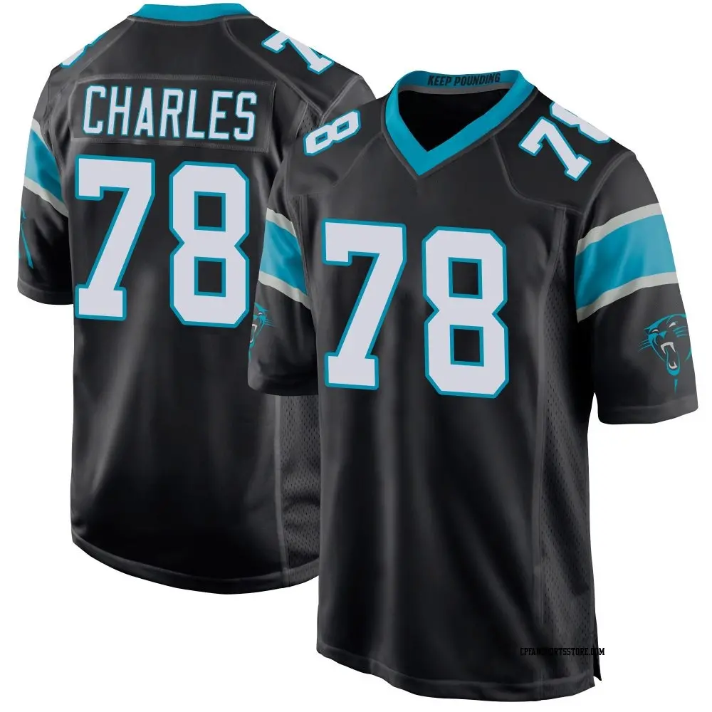 Game Black Youth Saahdiq Charles Carolina Panthers Team Color Jersey