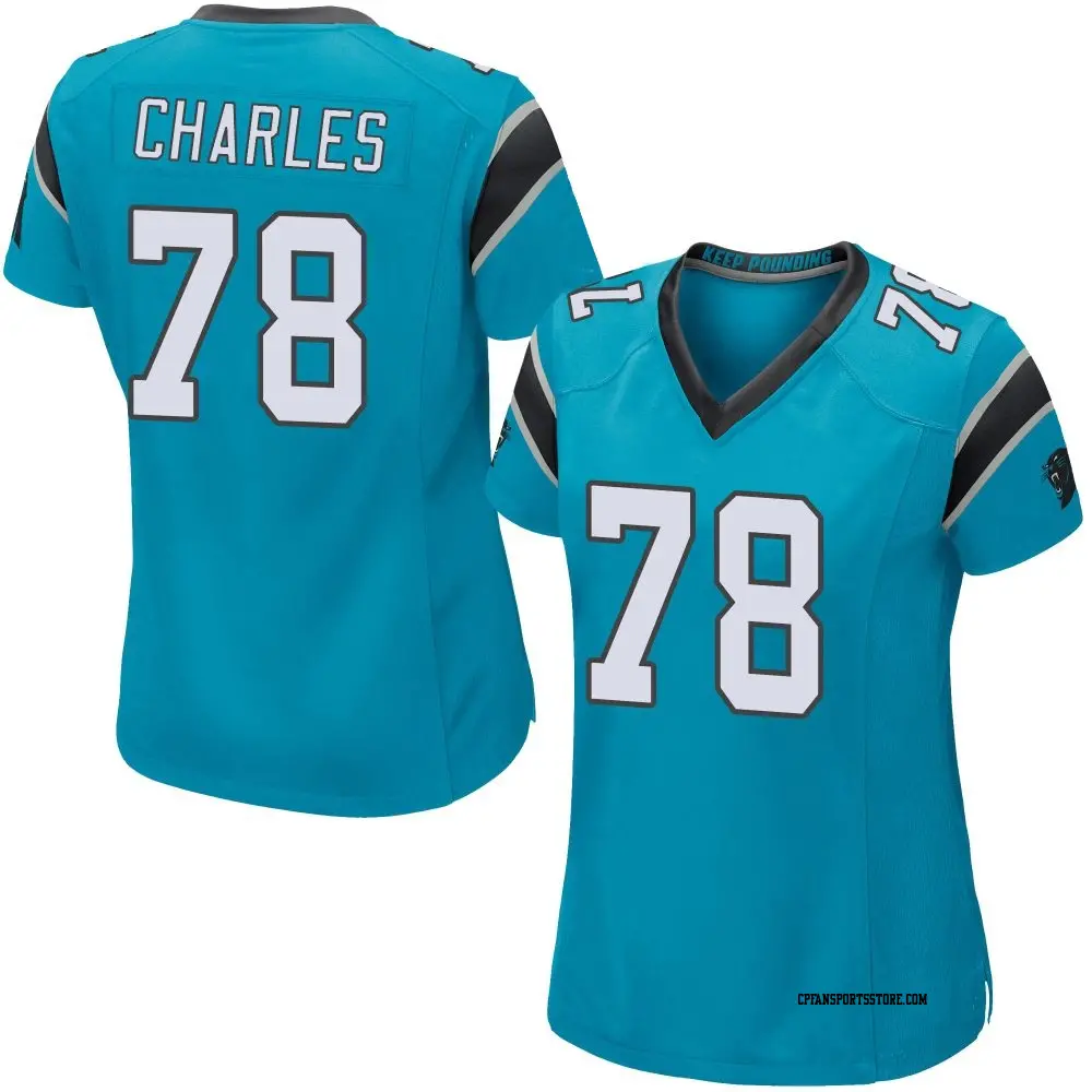 Game Blue Women's Saahdiq Charles Carolina Panthers Alternate Jersey