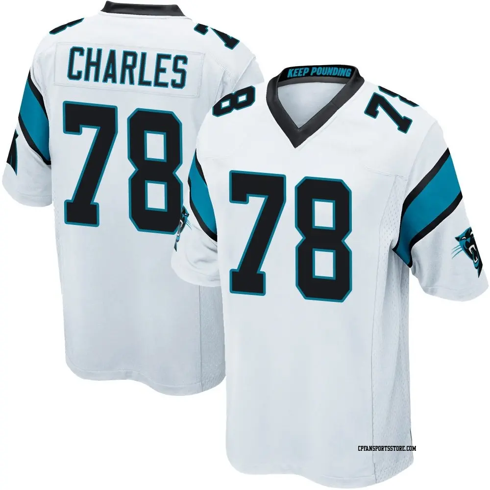 Game White Men's Saahdiq Charles Carolina Panthers Jersey