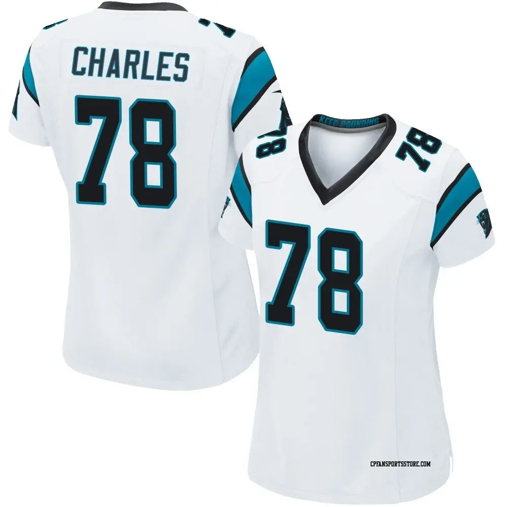 Game White Women's Saahdiq Charles Carolina Panthers Jersey