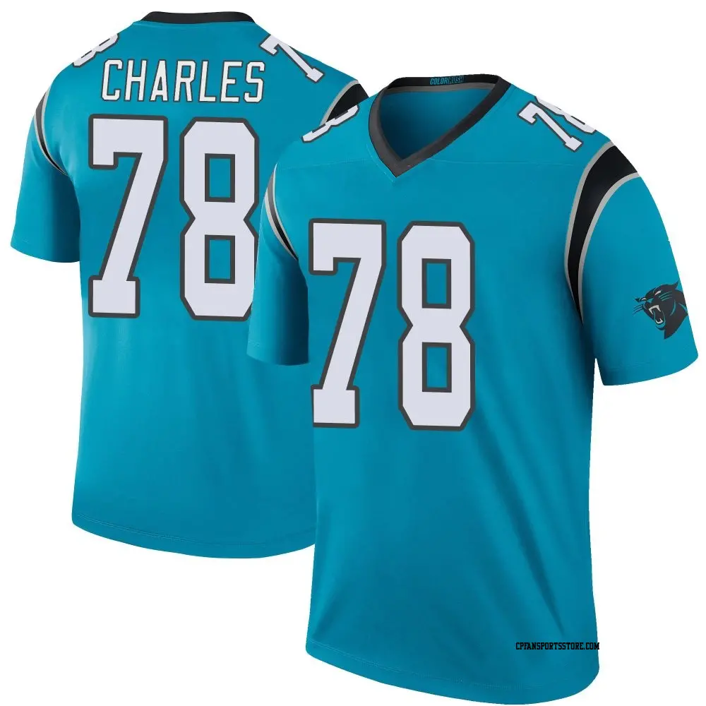 Legend Blue Men's Saahdiq Charles Carolina Panthers Color Rush Jersey