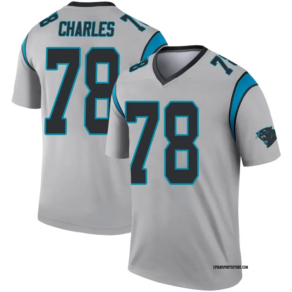 Legend Youth Saahdiq Charles Carolina Panthers Inverted Silver Jersey