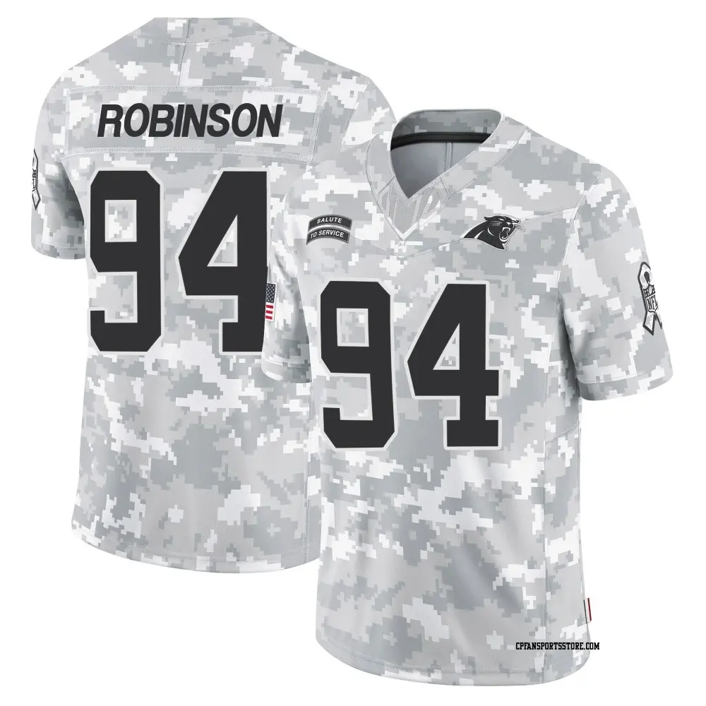 Limited Arctic Camo Men's A'Shawn Robinson Carolina Panthers 2024 Salute to Service Jersey