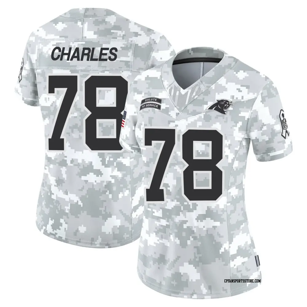 Limited Arctic Camo Women's Saahdiq Charles Carolina Panthers 2024 Salute to Service Jersey