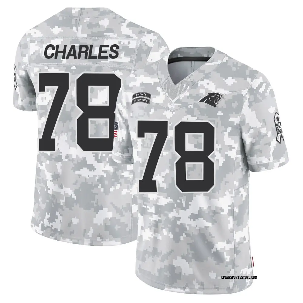 Limited Arctic Camo Youth Saahdiq Charles Carolina Panthers 2024 Salute to Service Jersey