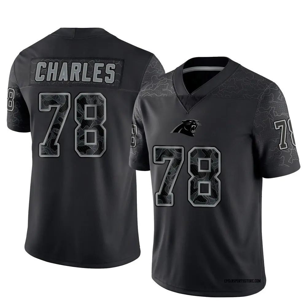 Limited Black Men's Saahdiq Charles Carolina Panthers Reflective Jersey