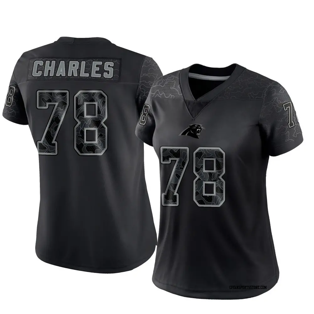 Limited Black Women's Saahdiq Charles Carolina Panthers Reflective Jersey