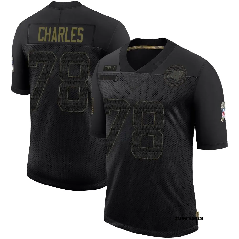 Limited Black Youth Saahdiq Charles Carolina Panthers 2020 Salute To Service Jersey