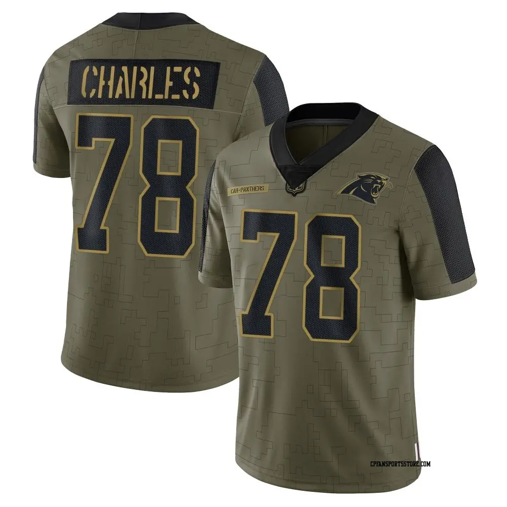 Limited Olive Men's Saahdiq Charles Carolina Panthers 2021 Salute To Service Jersey