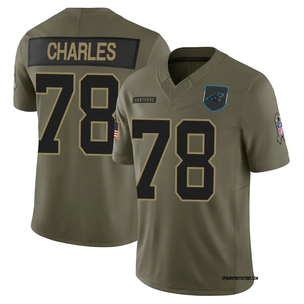 Limited Olive Men's Saahdiq Charles Carolina Panthers 2025 Salute to Service Jersey