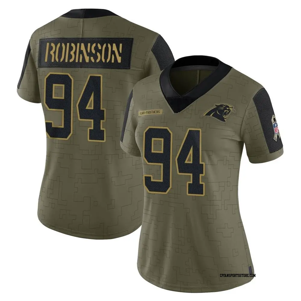Limited Olive Women's A'Shawn Robinson Carolina Panthers 2021 Salute To Service Jersey
