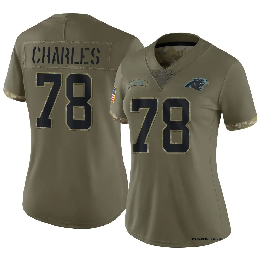 Limited Olive Women's Saahdiq Charles Carolina Panthers 2022 Salute To Service Jersey