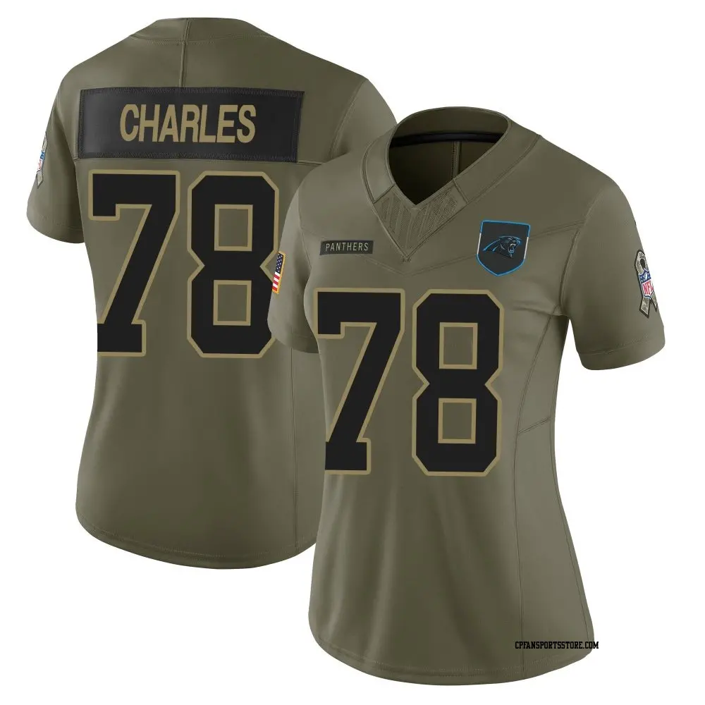 Limited Olive Women's Saahdiq Charles Carolina Panthers 2025 Salute to Service Jersey