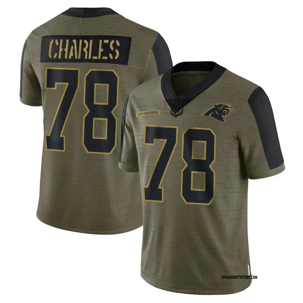 Limited Olive Youth Saahdiq Charles Carolina Panthers 2021 Salute To Service Jersey